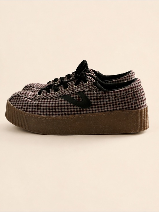 Tretorn Shoes - Tretorn Nylite Plus Bold Burgundy Plaid Platform Sneakers — Women’s Size 8